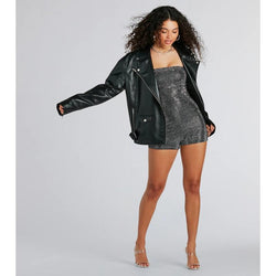 Popstar Diva Strapless Rhinestone Romper