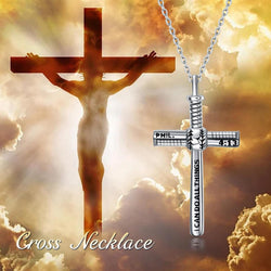 Baseball Cross Necklace Sterling Silver Sports Baseball Bat Cross Necklace Strength Bible Verse Cross Pendant Jewelry Gifts for Women (Baseball Cross Necklace)