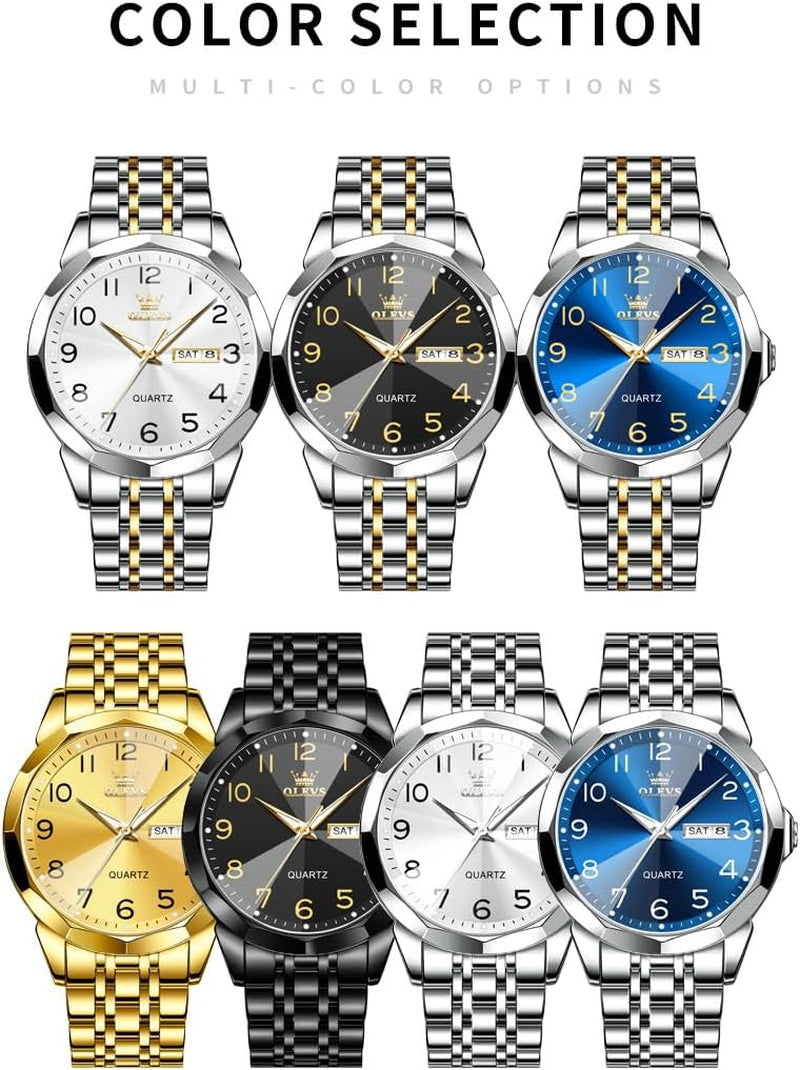 Watch for Men Simple Business Dress Analog Stainless Steel Waterproof Luminous Date Easy Read Men Wrsit Watch