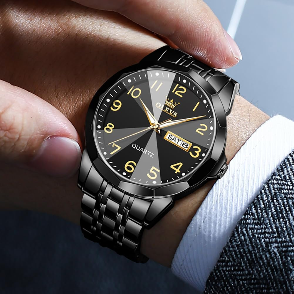 Watch for Men Simple Business Dress Analog Stainless Steel Waterproof Luminous Date Easy Read Men Wrsit Watch