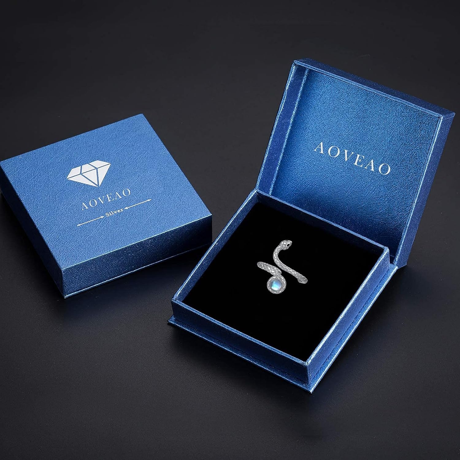 925 Silver Wrap Serpent Ring – Moonstone Gemstone - Bela Fils BoutiqueBela Fils Boutique