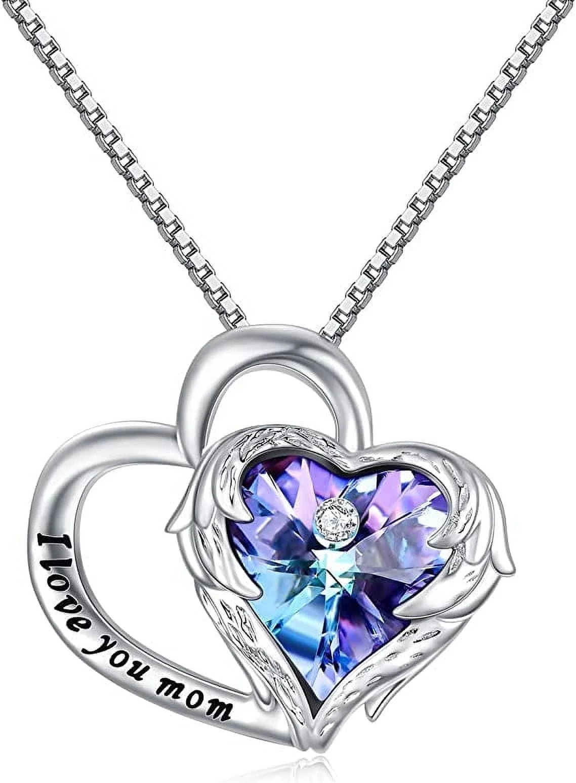 925 Sterling Silver I Love You Mom Heart Necklace with Austrian Crystals Gifts for Women Friends Mom - Bela Fils BoutiqueBela Fils Boutique