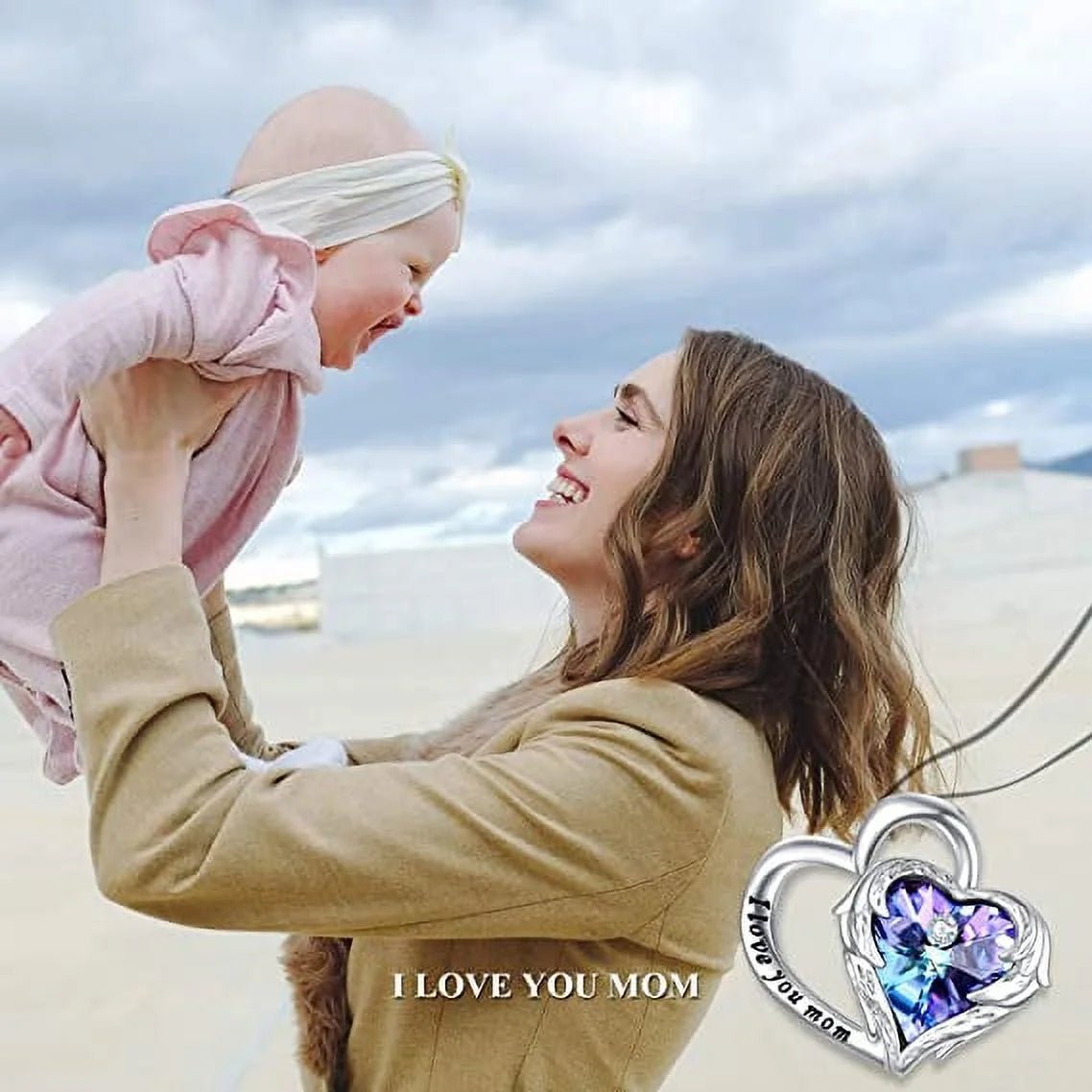 925 Sterling Silver I Love You Mom Heart Necklace with Austrian Crystals Gifts for Women Friends Mom - Bela Fils BoutiqueBela Fils Boutique