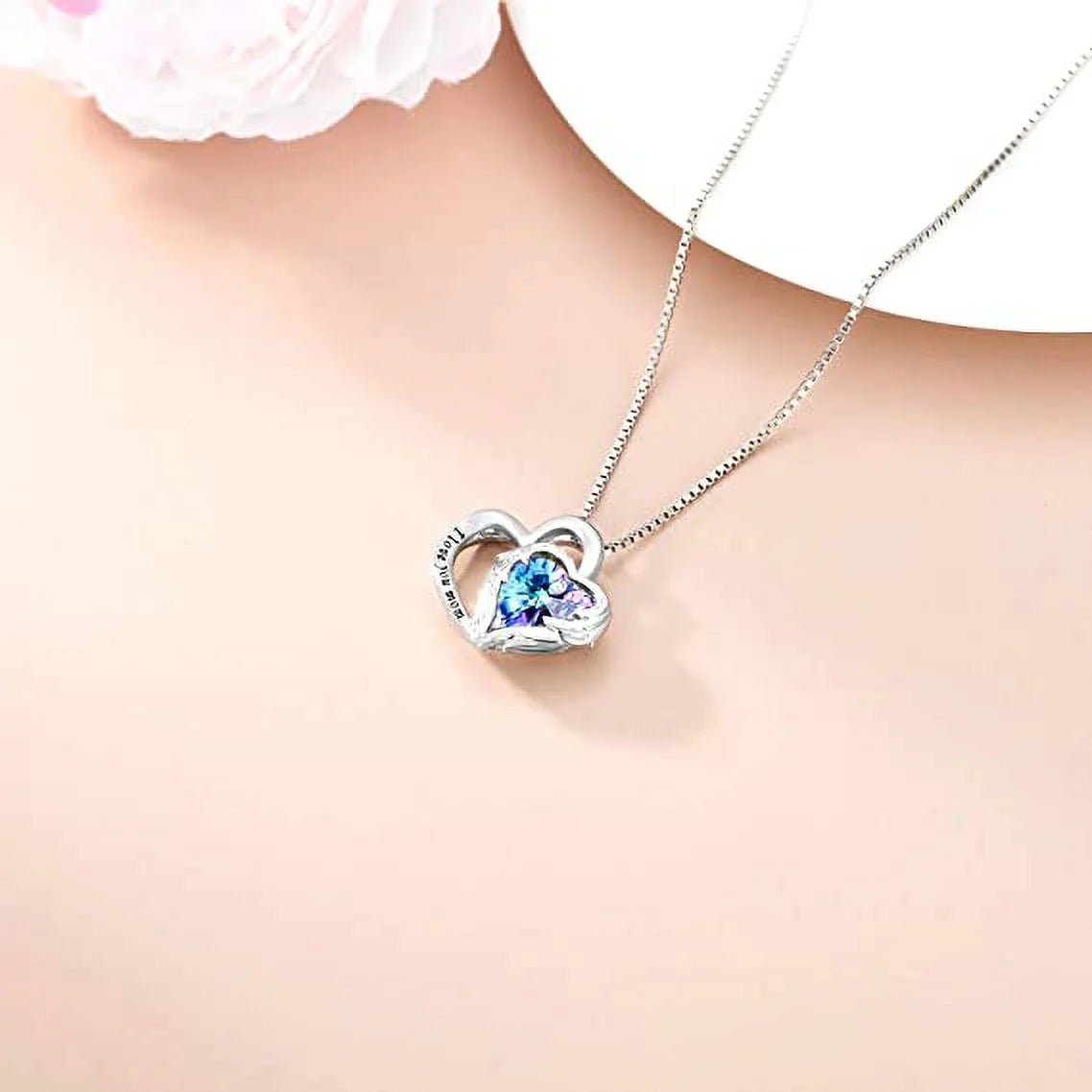 925 Sterling Silver I Love You Mom Heart Necklace with Austrian Crystals Gifts for Women Friends Mom - Bela Fils BoutiqueBela Fils Boutique