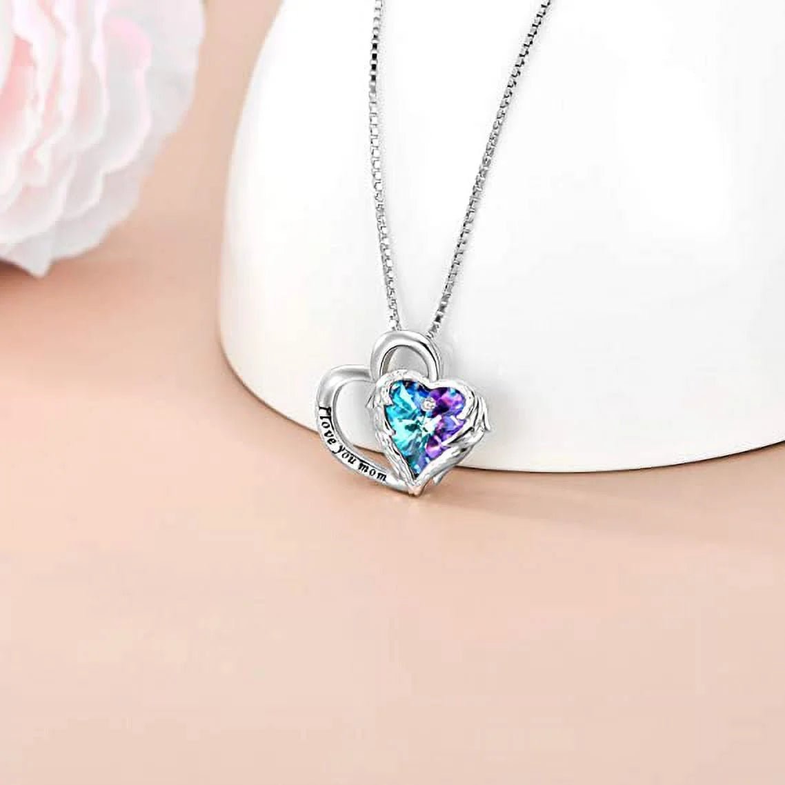925 Sterling Silver I Love You Mom Heart Necklace with Austrian Crystals Gifts for Women Friends Mom - Bela Fils BoutiqueBela Fils Boutique