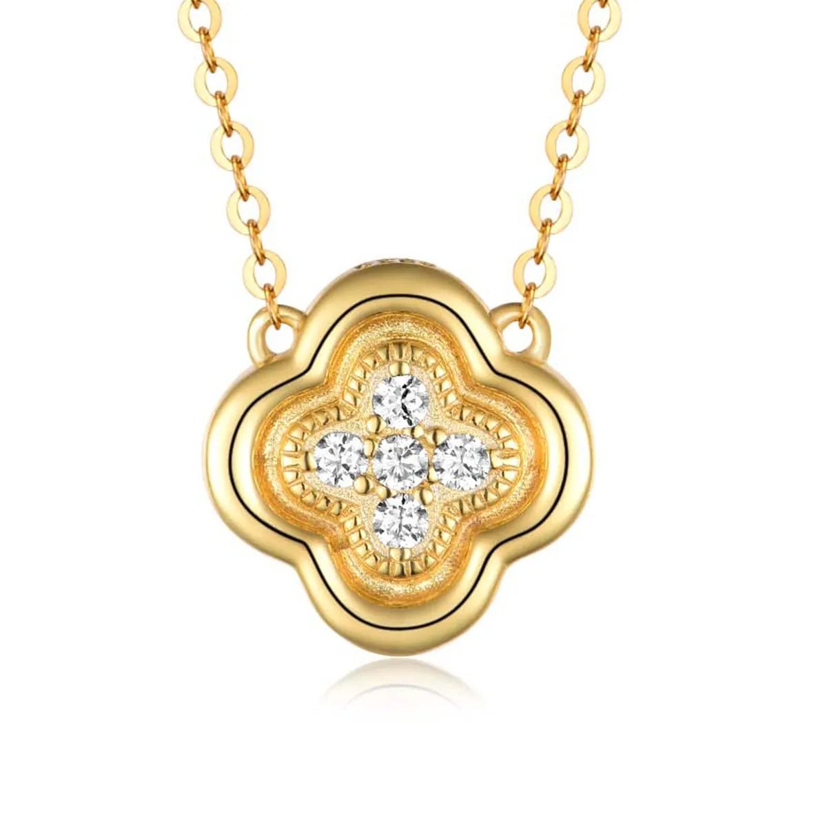 925 Sterling Silver Moissanite Leaf Clover Necklace - Bela Fils BoutiqueBela Fils Boutique