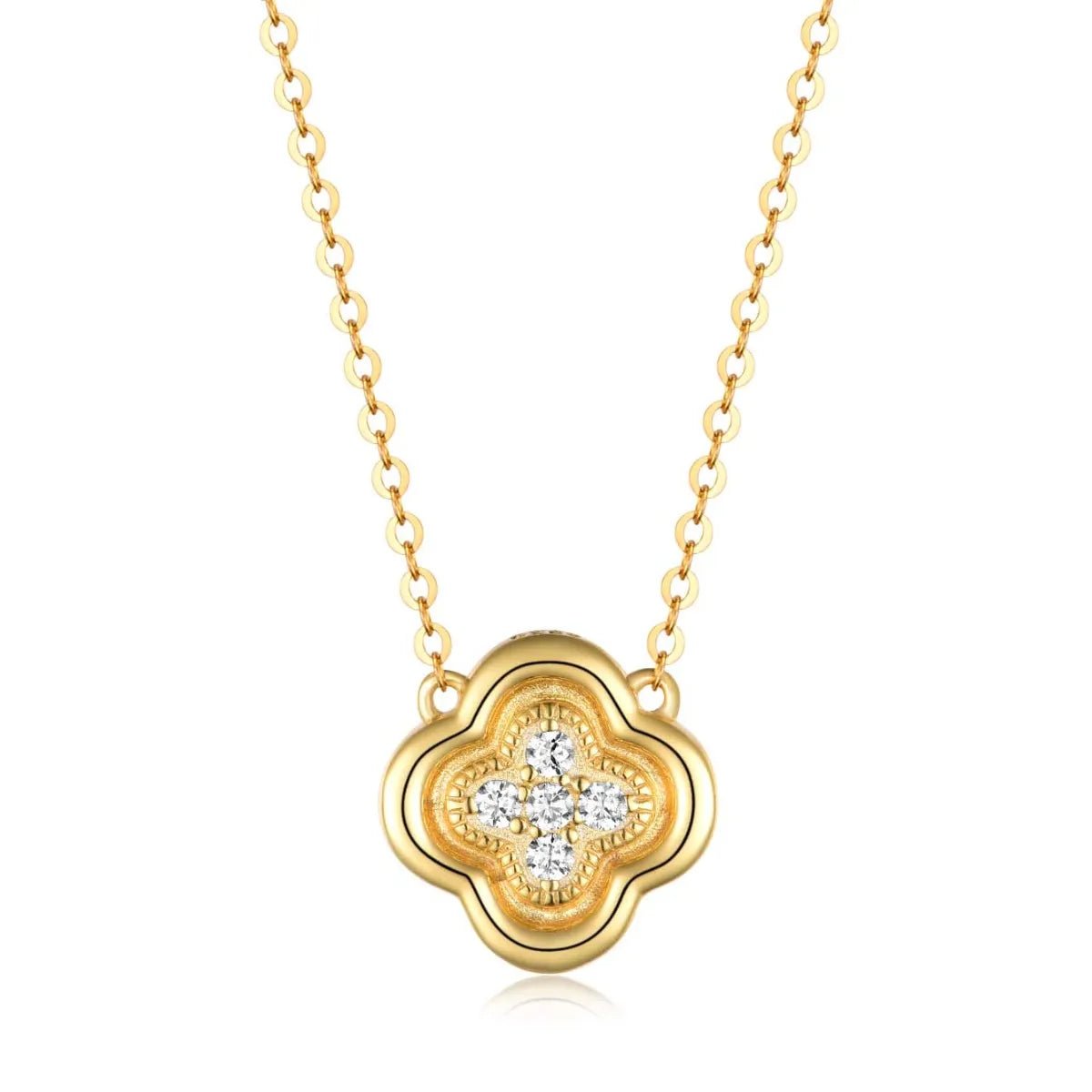 925 Sterling Silver Moissanite Leaf Clover Necklace - Bela Fils BoutiqueBela Fils Boutique