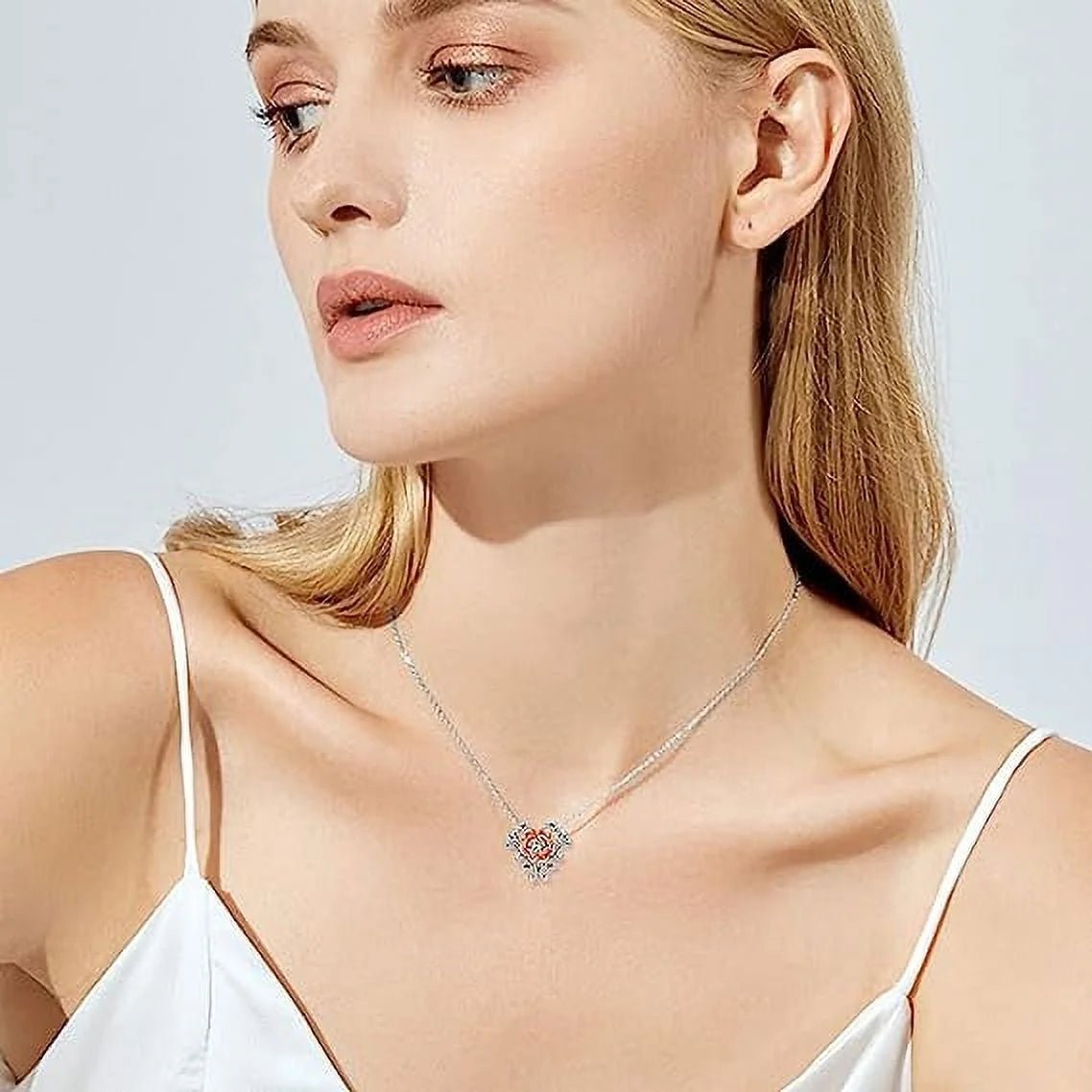 925 Sterling Silver Rose Flower Pendant Necklace - Bela Fils BoutiqueBela Fils Boutique