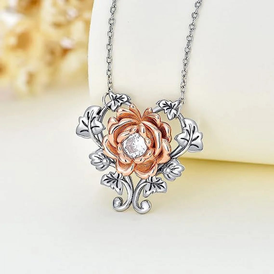 925 Sterling Silver Rose Flower Pendant Necklace - Bela Fils BoutiqueBela Fils Boutique