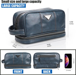Men'S Toiletry Bag, Travel Toiletry Bag for Men, Large Leather Dopp Kit for Men, Shaving Bag for Travel Accessories, Largemens Toiletries Bathroom Organizer, Shaving Kit, Dopp Kit(Blue)