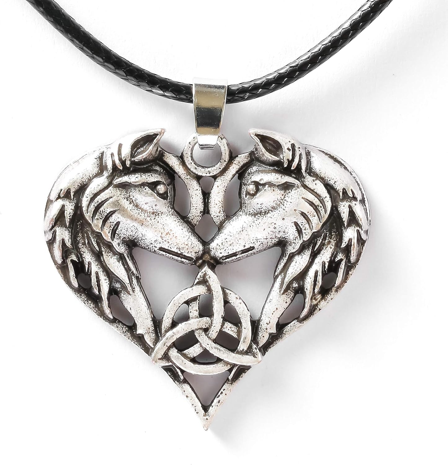 Wolf Couple Necklace, Norse Geri and Freki Pendant, Faux Leather Cord, Viking Wolf Jewelry Gift
