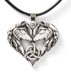 Wolf Couple Necklace, Norse Geri and Freki Pendant, Faux Leather Cord, Viking Wolf Jewelry Gift