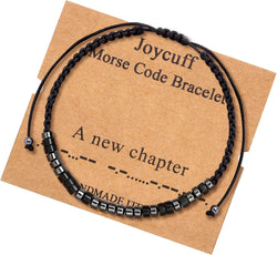 Inspirational 𝗠𝗼𝗿𝘀𝗲 𝗖𝗼𝗱𝗲 𝗕𝗿𝗮𝗰𝗲𝗹𝗲𝘁𝘀 𝗳𝗼𝗿 𝗪𝗼𝗺𝗲𝗻 Men Secret Message Obsidian Beads 𝗛𝗮𝗻𝗱𝗺𝗮𝗱𝗲 Woven Jewelry 𝗕𝗶𝗿𝘁𝗵𝗱𝗮𝘆 Gifts for Her
