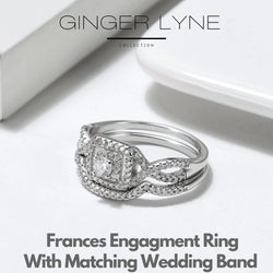 Wedding Ring Set for Women Halo CZ Sterling Silver Engagement Ring and Matching Band