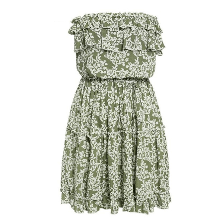 A-Line Strapless Mini Dress with Floral Ruffle Details - Bela Fils BoutiqueBela Fils Boutique