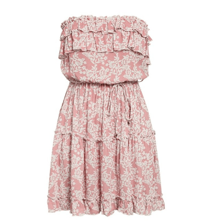 A-Line Strapless Mini Dress with Floral Ruffle Details - Bela Fils BoutiqueBela Fils Boutique