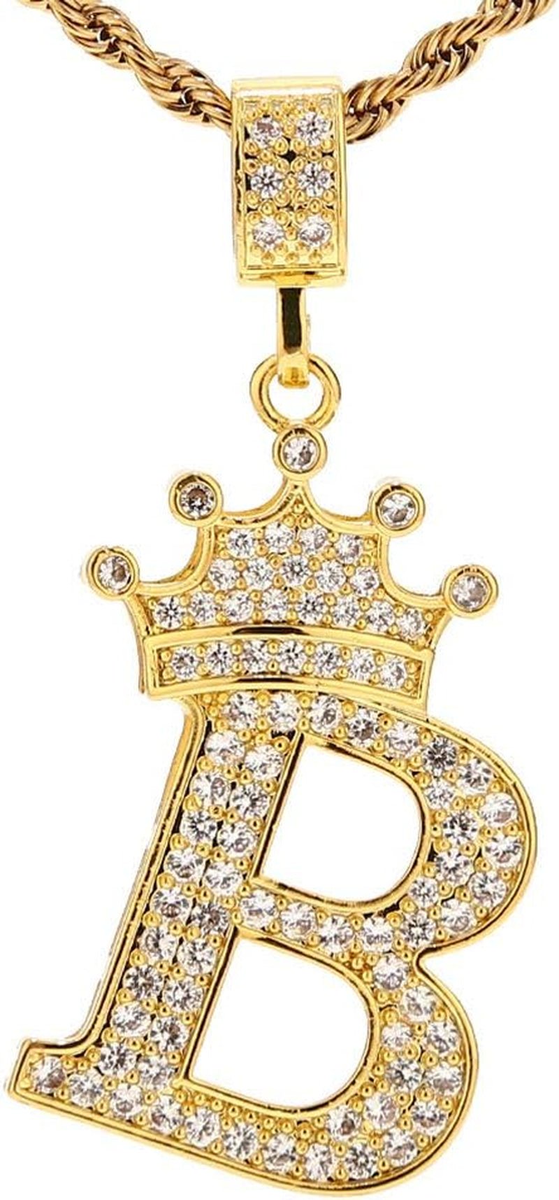 A - Z Gold Plated Letter Necklace with Crown Pendant – 23" Chain - Bela Fils BoutiqueBela Fils Boutique