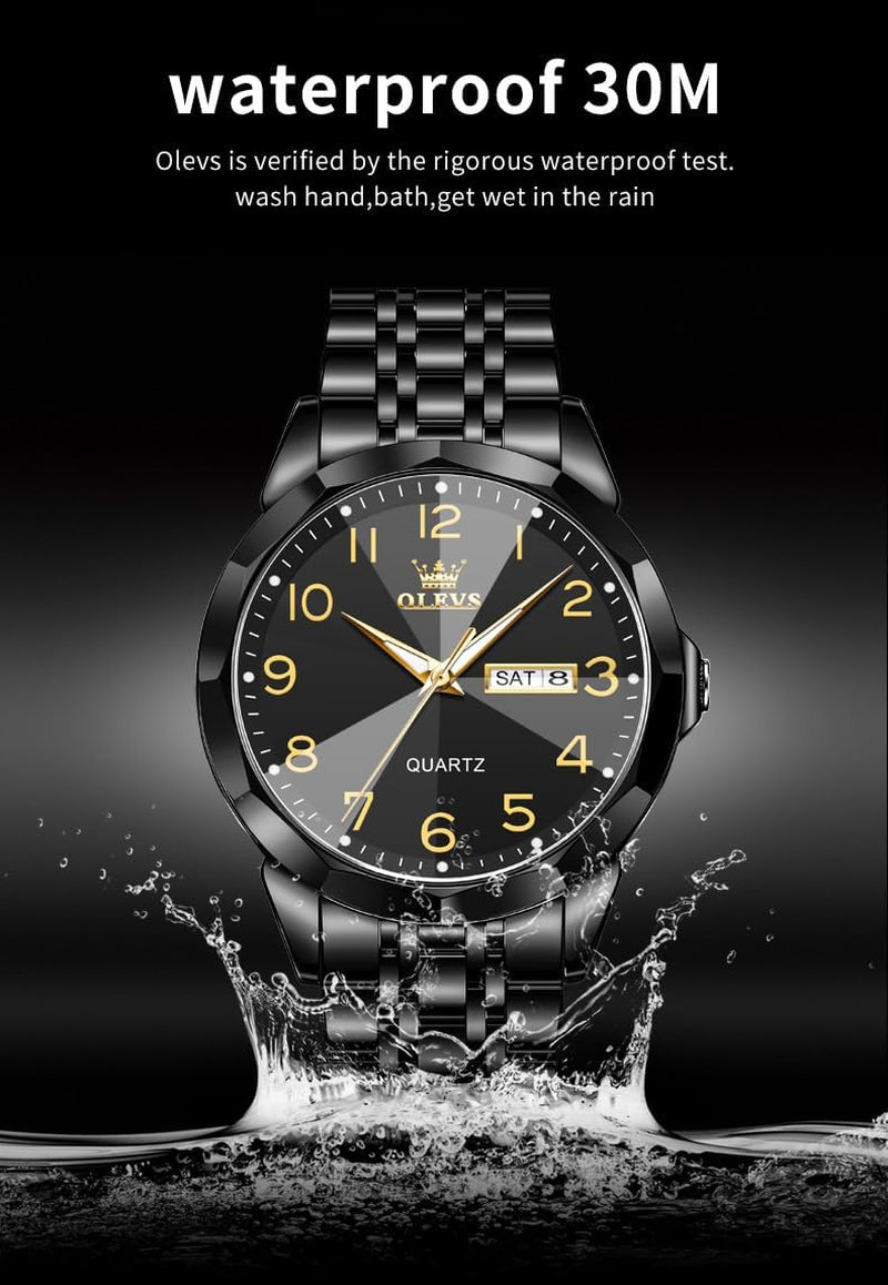 Watch for Men Simple Business Dress Analog Stainless Steel Waterproof Luminous Date Easy Read Men Wrsit Watch