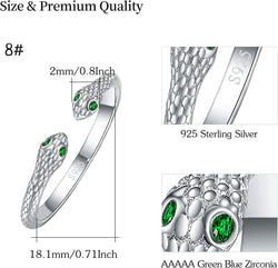 Snake Rings, 925 Sterling Silver Retro Double Snake Rings Opening Adjustable Rings Personality Snake Jewelry for Women Girlfriend Daughter Unisex with Gift Box
