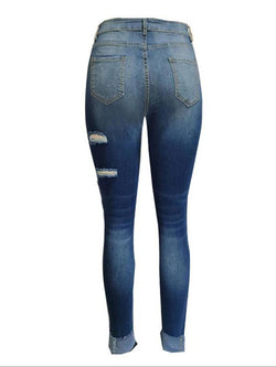 Stylish Plus Size Distressed Ripped Jeans for Women - Casual Denim for All Seasons, Perfect for Outdoor Wear and Street Style