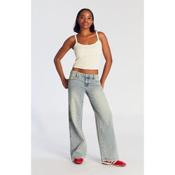 Pacsun Women'S Casey Low Rise Baggy Jeans Medium Indigo Wash Tint