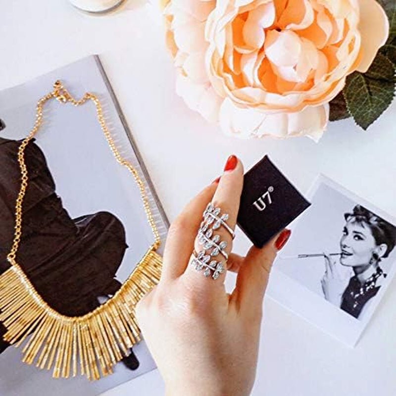 Adjustable CZ Long Leaf Statement Ring – Gold & Platinum Plated - Bela Fils BoutiqueBela Fils Boutique