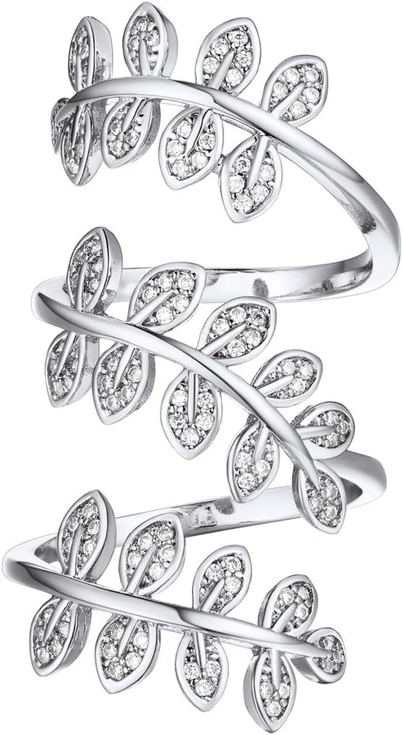 Adjustable CZ Long Leaf Statement Ring – Gold & Platinum Plated - Bela Fils BoutiqueBela Fils Boutique