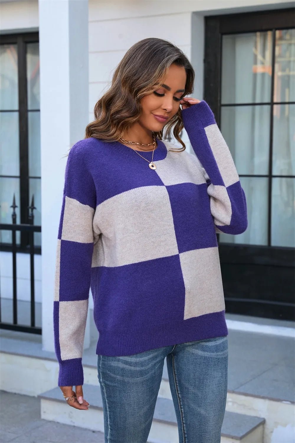 Angel Wings Color Block Round Neck Dropped Shoulder Sweater - Bela Fils BoutiqueBela Fils Boutique