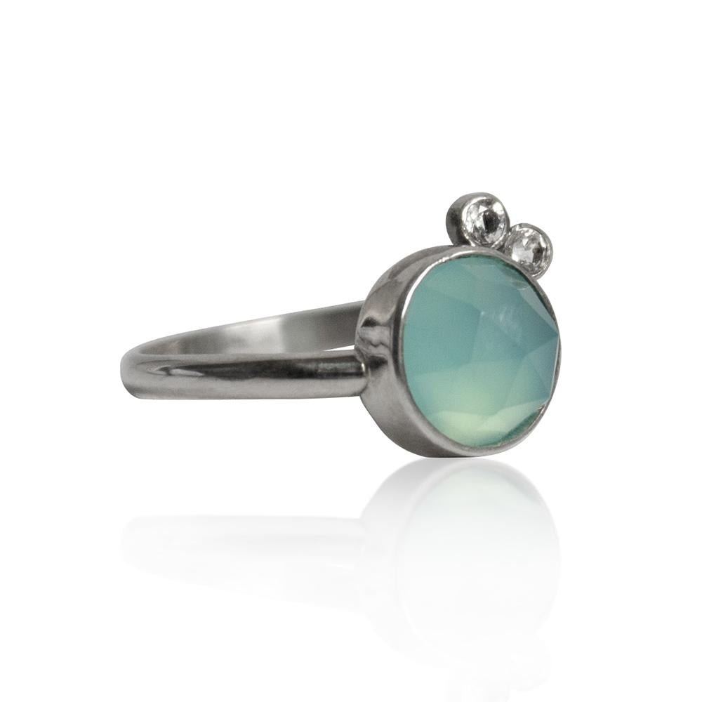 Aqua Chalcedony & White Topaz Sterling Silver Ring - Bela Fils BoutiqueJewelry & WatchesBela Fils Boutique