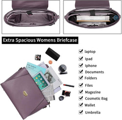 Briefcase for Women 15.6 Laptop Bag Business Messenger Bag Work Tote Bag Professional Shoulder Purse with Padded Compartment for Tablet Notebook Ultrabook Purple