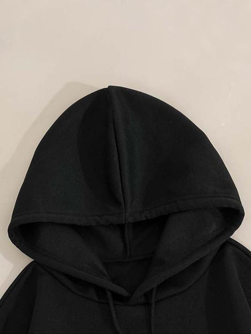 Stylish Women's Ghost & Letter Print Hoodie - Casual Drop Shoulder Sweatshirt with Pockets for Fall & Winter Adventures