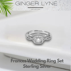 Wedding Ring Set for Women Halo CZ Sterling Silver Engagement Ring and Matching Band