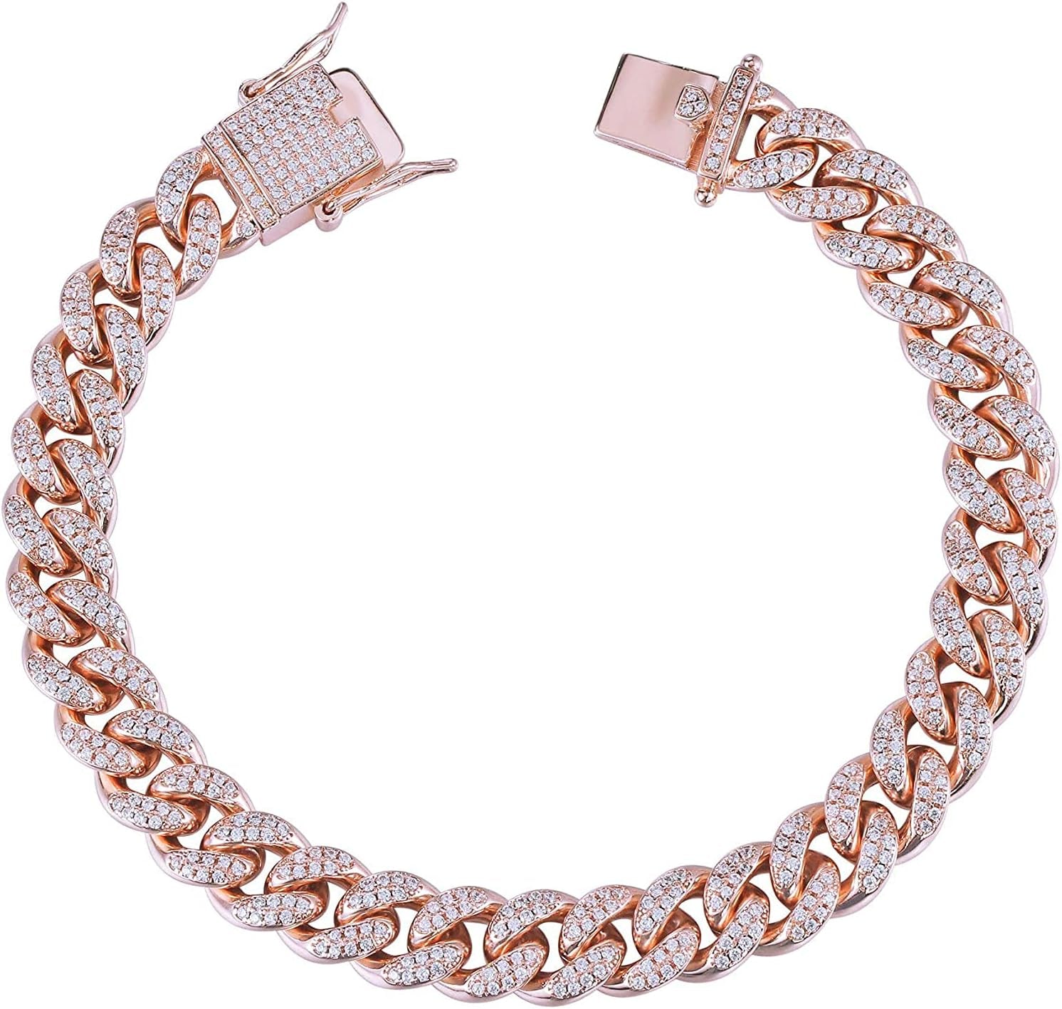 12Mm Gold Plated Hip Hop Iced Out CZ Lab Diamond Miami Cuban Link Necklace Bracelet with Giftbox for Men and Women