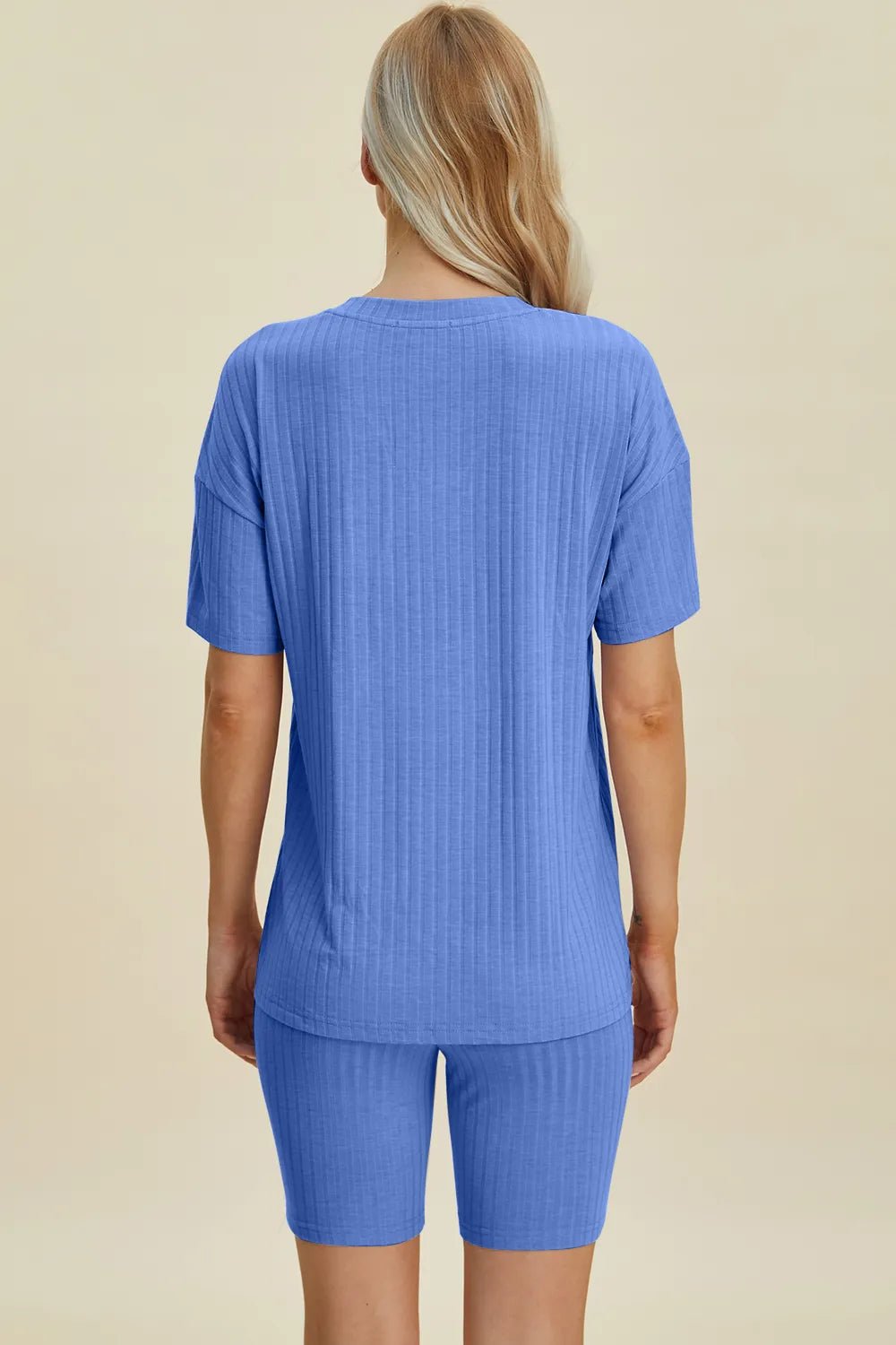Basic Bae Full Size Ribbed V - Neck Short Sleeve Top and Shorts Set - Bela Fils BoutiqueBela Fils Boutique