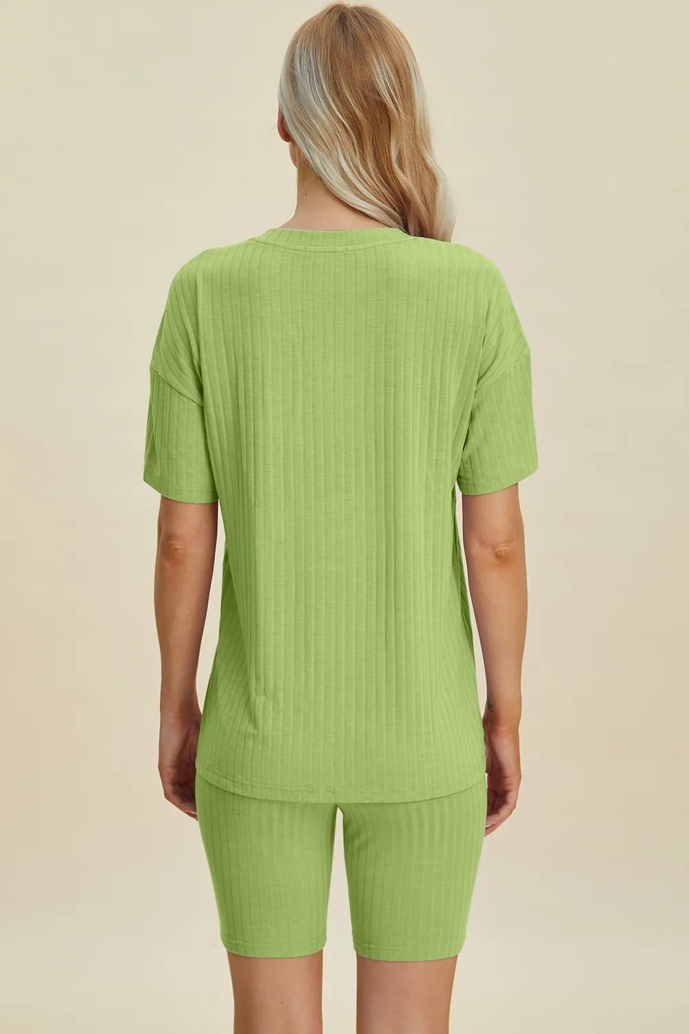 Basic Bae Full Size Ribbed V - Neck Short Sleeve Top and Shorts Set - Bela Fils BoutiqueBela Fils Boutique