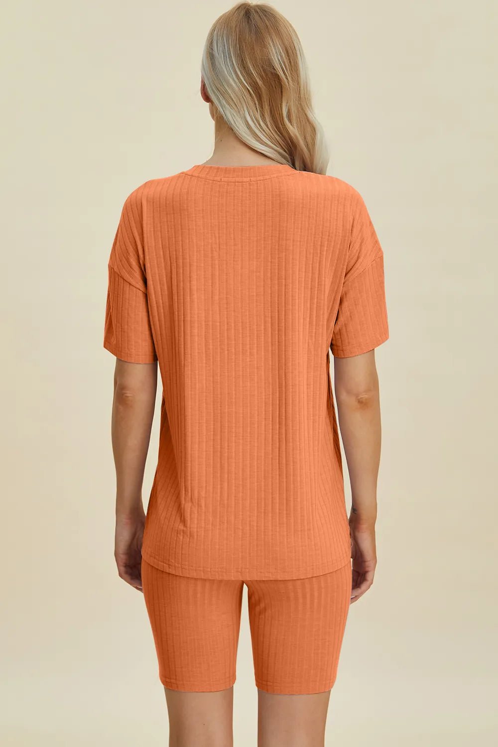 Basic Bae Full Size Ribbed V - Neck Short Sleeve Top and Shorts Set - Bela Fils BoutiqueBela Fils Boutique