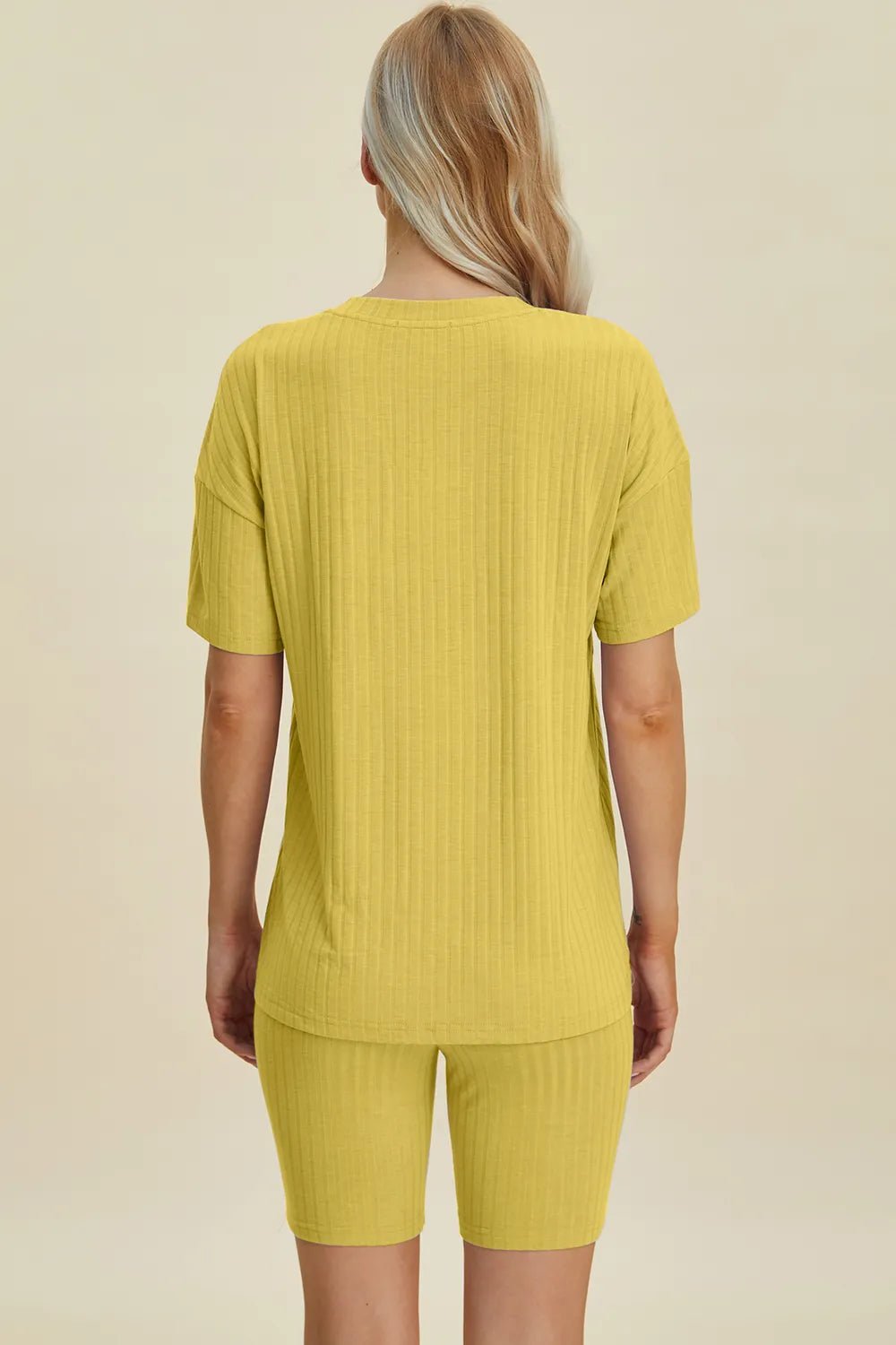 Basic Bae Full Size Ribbed V - Neck Short Sleeve Top and Shorts Set - Bela Fils BoutiqueBela Fils Boutique
