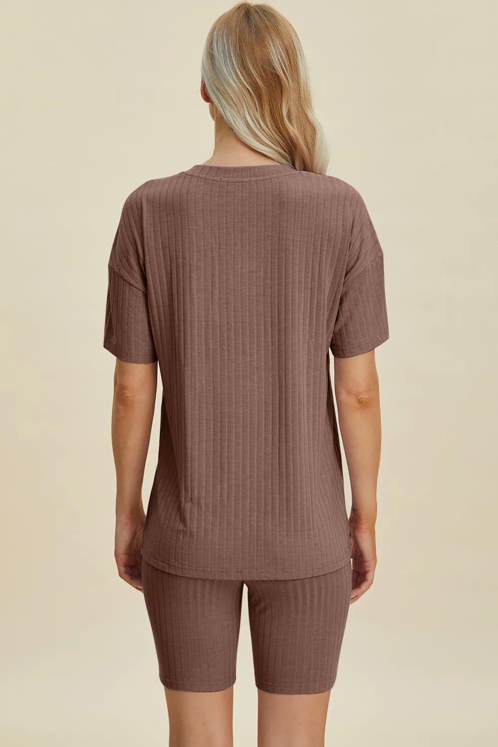 Basic Bae Full Size Ribbed V - Neck Short Sleeve Top and Shorts Set - Bela Fils BoutiqueBela Fils Boutique