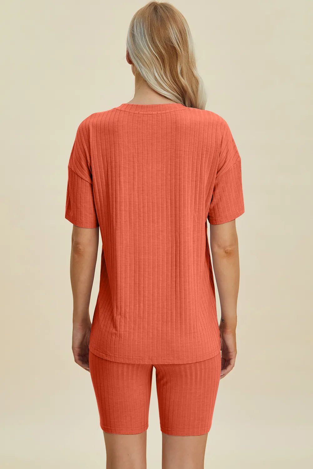 Basic Bae Full Size Ribbed V - Neck Short Sleeve Top and Shorts Set - Bela Fils BoutiqueBela Fils Boutique