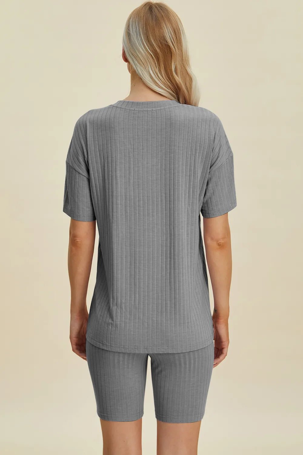 Basic Bae Full Size Ribbed V - Neck Short Sleeve Top and Shorts Set - Bela Fils BoutiqueBela Fils Boutique