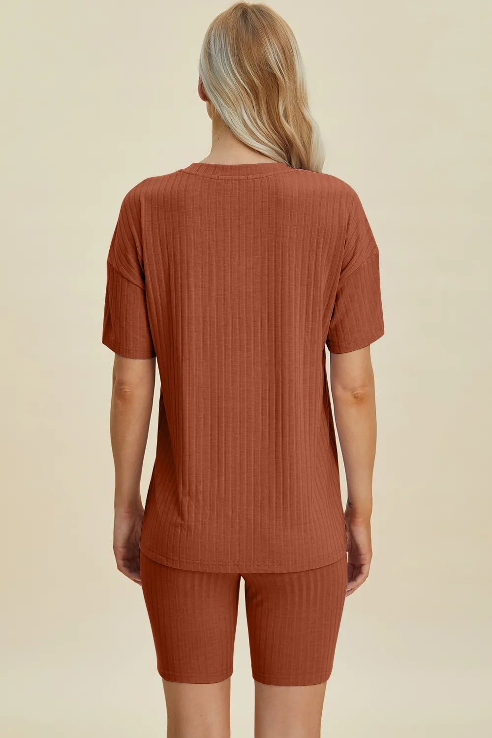 Basic Bae Full Size Ribbed V - Neck Short Sleeve Top and Shorts Set - Bela Fils BoutiqueBela Fils Boutique