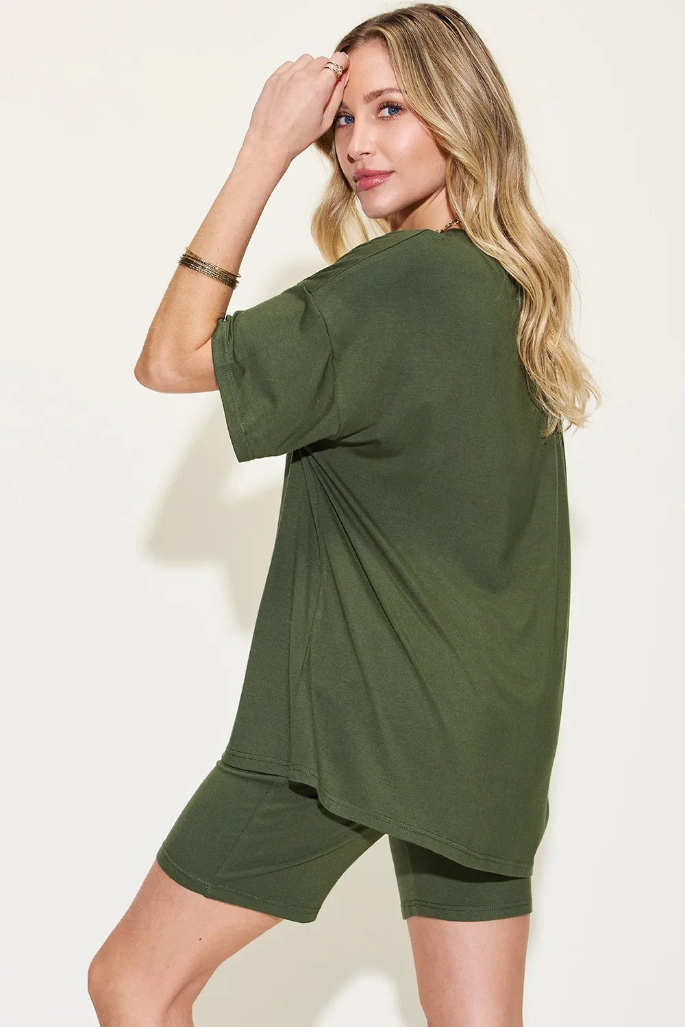 Basic Bae Full Size V - Neck Drop Shoulder T-Shirt and Shorts Set - Bela Fils BoutiqueBela Fils Boutique