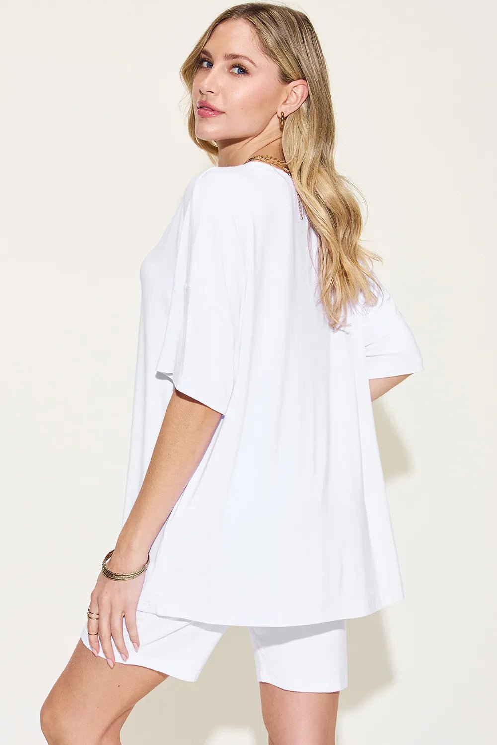 Basic Bae Full Size V - Neck Drop Shoulder T-Shirt and Shorts Set - Bela Fils BoutiqueBela Fils Boutique
