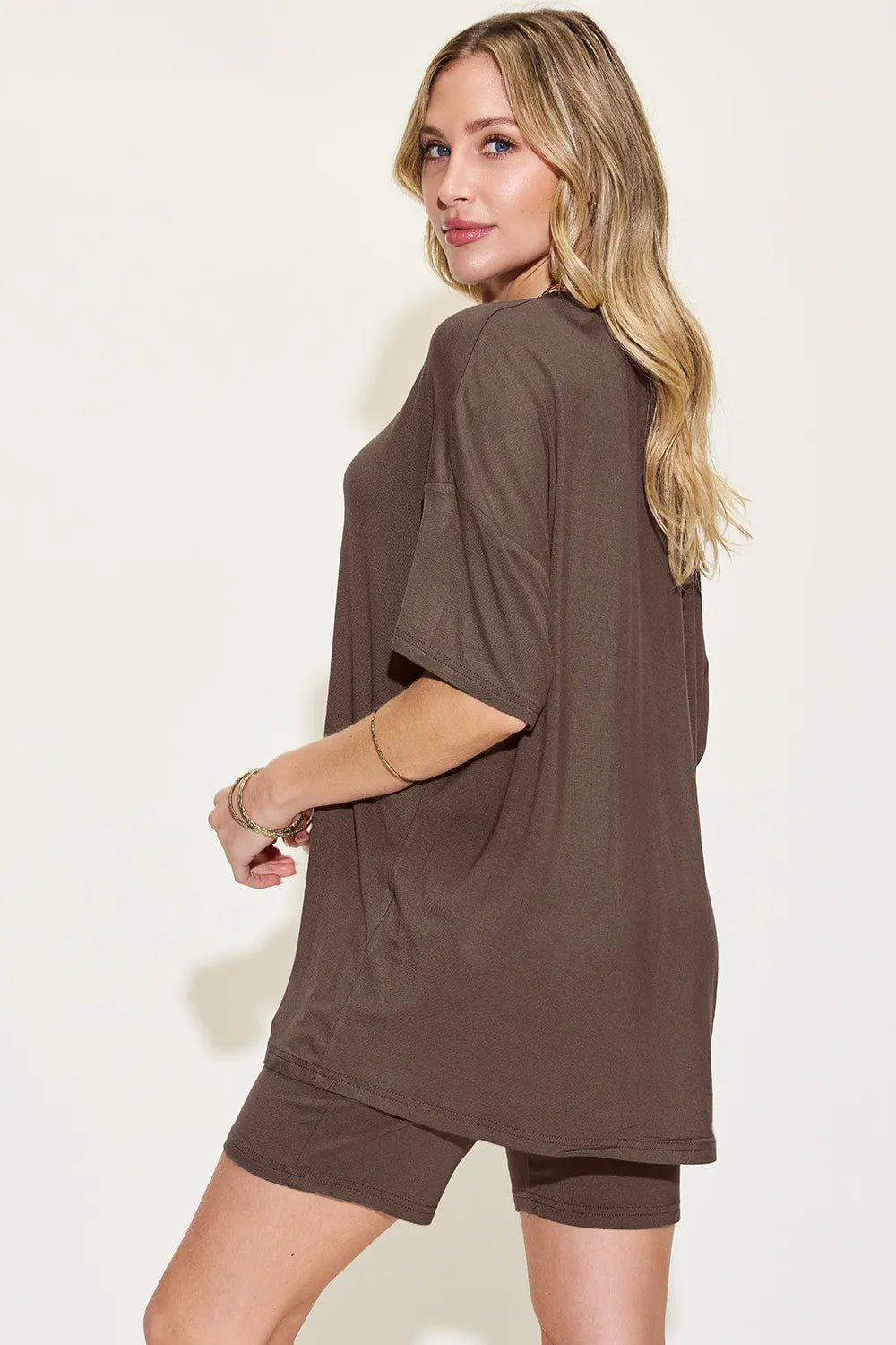 Basic Bae Full Size V - Neck Drop Shoulder T-Shirt and Shorts Set - Bela Fils BoutiqueBela Fils Boutique
