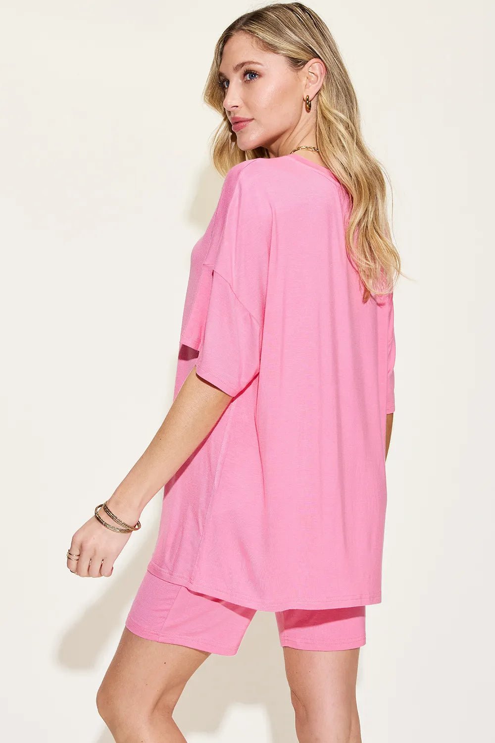 Basic Bae Full Size V - Neck Drop Shoulder T-Shirt and Shorts Set - Bela Fils BoutiqueBela Fils Boutique