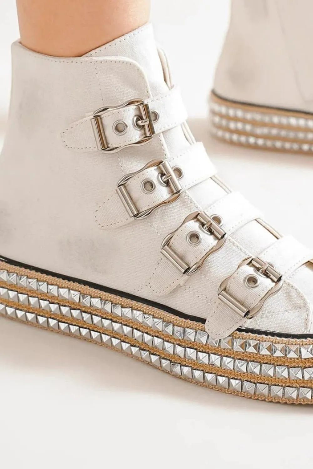 Beast Fashion Multi - Buckle Straps Studded Platform Sneakers - Bela Fils BoutiqueBela Fils Boutique
