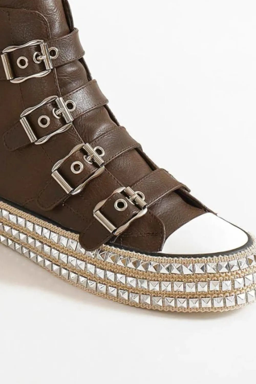 Beast Fashion Multi - Buckle Straps Studded Platform Sneakers - Bela Fils BoutiqueBela Fils Boutique