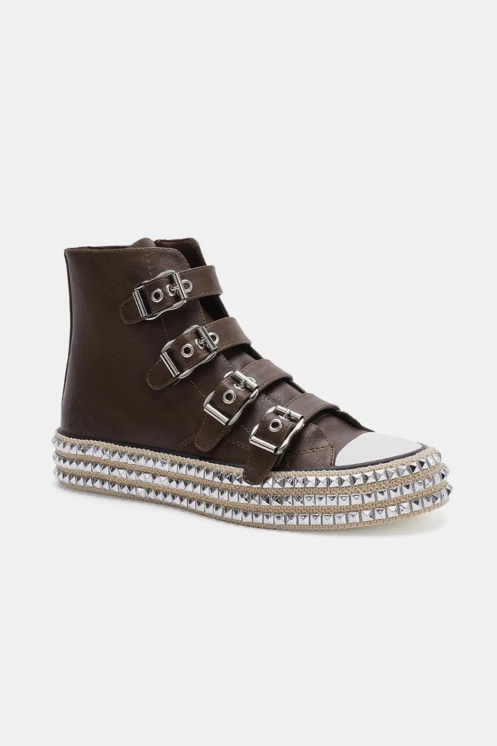 Beast Fashion Multi - Buckle Straps Studded Platform Sneakers - Bela Fils BoutiqueBela Fils Boutique