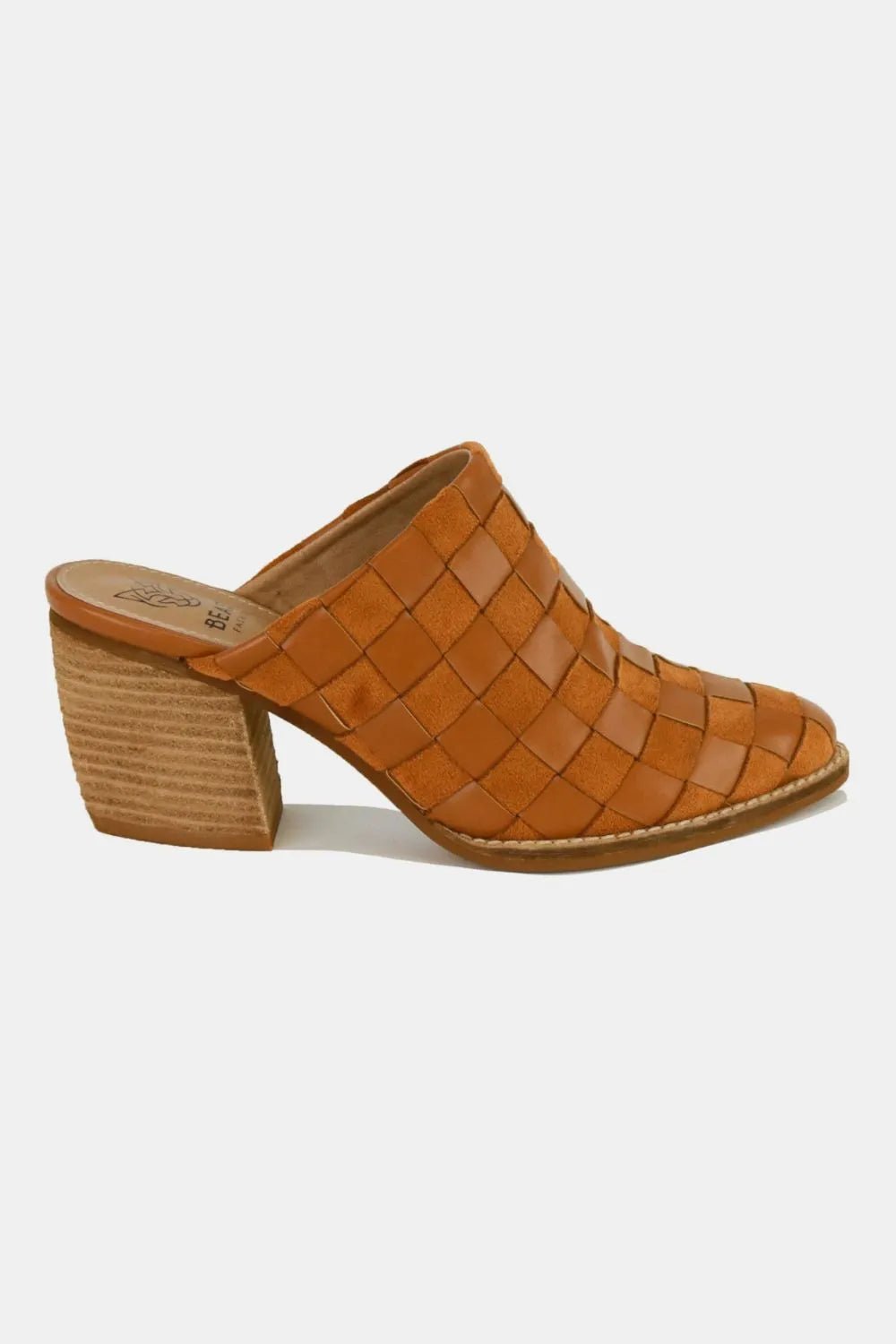 Beast Fashion Woven Checkerboard Block Heel Mule Shoes - Bela Fils BoutiqueBela Fils Boutique