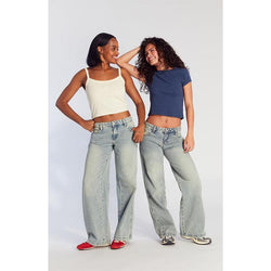 Pacsun Women'S Casey Low Rise Baggy Jeans Medium Indigo Wash Tint